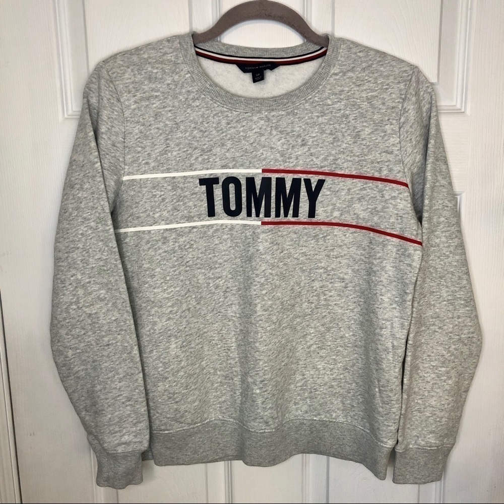 Tommy Hilfiger Crewneck Cropped Crewneck Pullover Grey Sweater Small